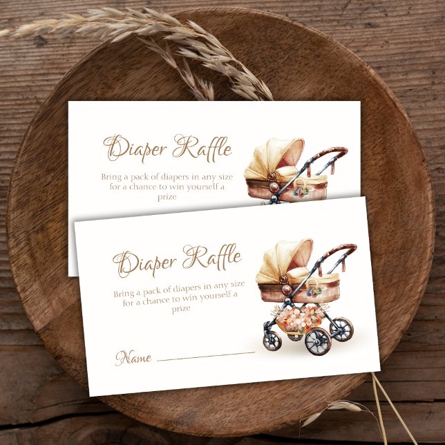 Boho Floral Stroller Diaper Raffle Baby Shower Enclosure Card (Boho Floral Stroller Diaper Raffle Baby Shower Enclosure Card)