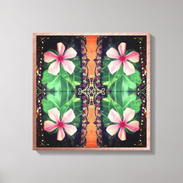 Boho Floral Style Photo Art Stretched Canvas Print (Front)