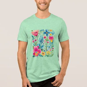 Boho Floral Summer Wildflowers  Tri-Blend Shirt