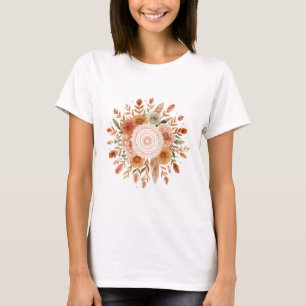 Boho Floral T-Shirt – Hand-Drawn Botanical Aesthet