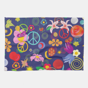 Boho floral tea towel