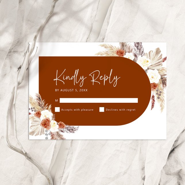 Boho Floral Terracotta Arch Bridal Shower RSVP Card (Creator Uploaded)