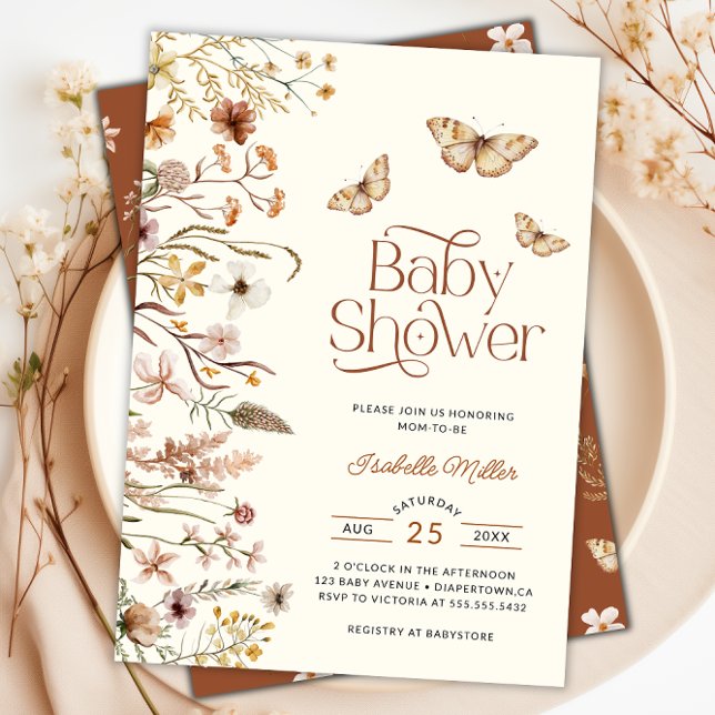 Boho Floral Terracotta Baby Shower Invitation (Boho Floral Terracotta Baby Shower Invitation)