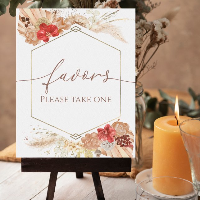 Boho Floral Terracotta Bridal Shower Favours Sign (Creator Uploaded)