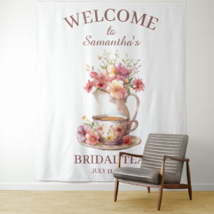 Boho Floral Terracotta Bridal Shower Tea Tapestry
