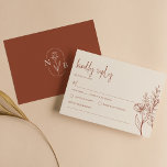 Boho Floral Terracotta Burnt Orange Wedding Modern RSVP Card<br><div class="desc">Boho Floral Terracotta Burnt Orange Wedding Modern RSVP Card. Monogram at the back.</div>