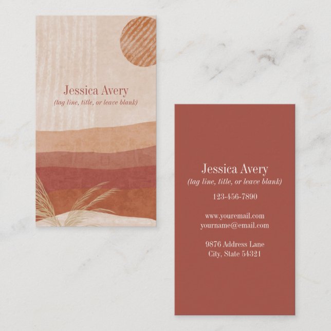 Boho Floral Terracotta  Business Card (Front/Back)