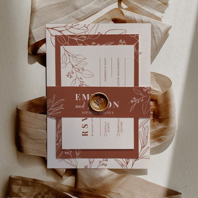 Boho Floral Terracotta Invitation Belly Band (Creator Uploaded)