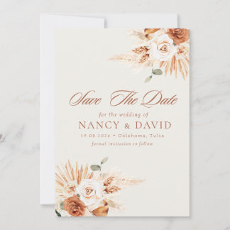 Boho Floral Terracotta Qr Code Wedding  Save The Date