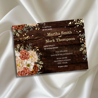 Boho Floral Terracotta Rustic Wood Wedding