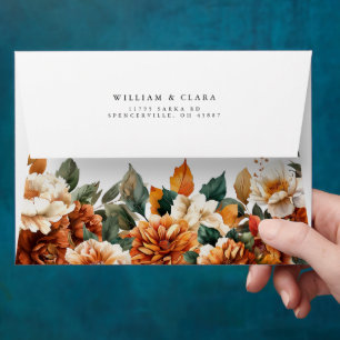 Boho Floral Terracotta Watercolor Wedding Envelope