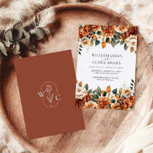 Boho Floral Terracotta Watercolor Wedding Invitation