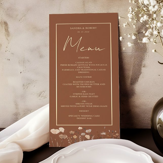Boho Floral Terracotta Wedding Menu (Creator Uploaded)