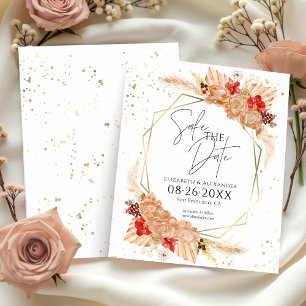 Boho Floral Terracotta Wedding Save The Date