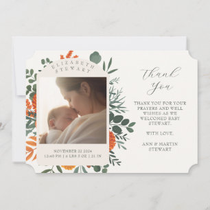 Boho Floral Thank You Baby Birth Announcement