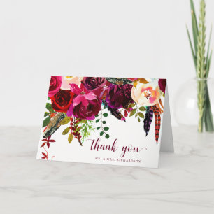 Boho Floral   Thank You Card