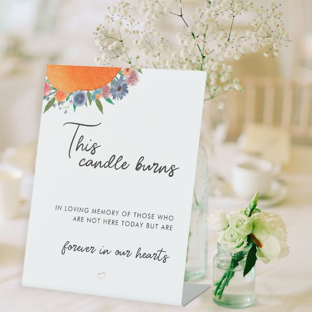 Boho Floral This Candle Burns In Loving Memory Pedestal Sign (Creator Uploaded)