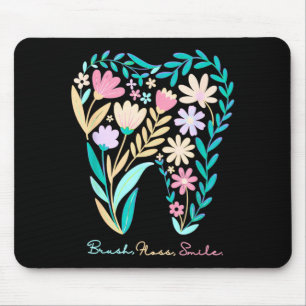 Boho Floral Tooth Flower Dentist Student Dental Mouse Mat