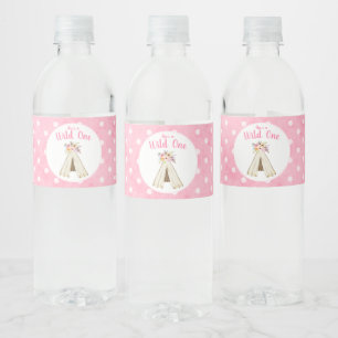 Boho Floral Tribal Teepee Wild One 1st Birthday Water Bottle Label