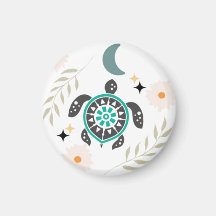 Boho Floral Turtle -Crescent Moon