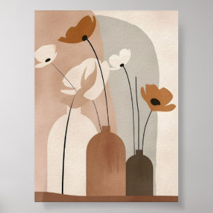 Boho Floral Vases & Abstract Shapes Poster