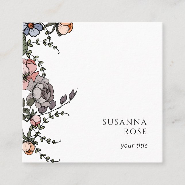 Boho Floral Vines Business Card (Front)