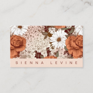 Boho Floral Vintage Cream Blush Pink Flowers Business Card