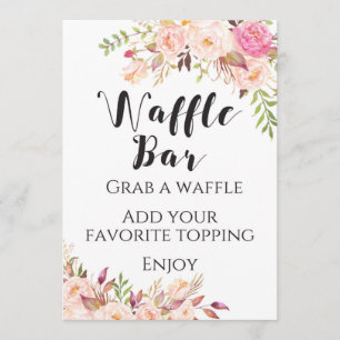 Boho floral Waffle bar Sign 5x7" Size Invitation