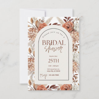 Boho Floral Watercolor Bridal Shower Invitation