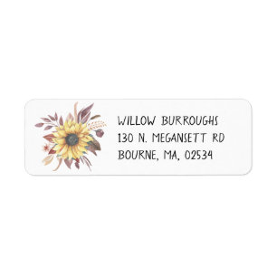 Boho Floral Watercolor Fall Wedding Sunflowers