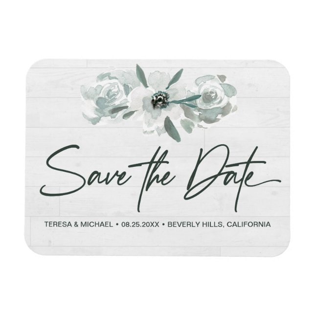 Boho Floral Watercolor Save the date Handlettering Magnet (Horizontal)