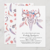 Boho Floral Watercolor Skull Baby Shower