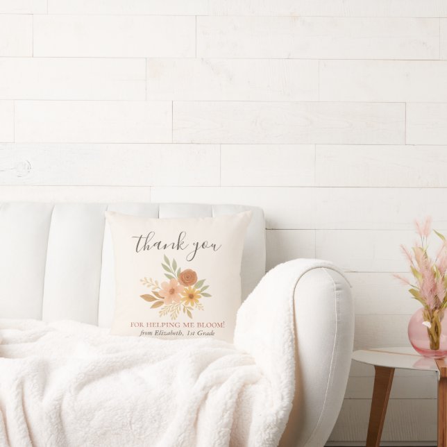 Boho Floral Watercolor Teacher Thank You  Cushion (Couch)