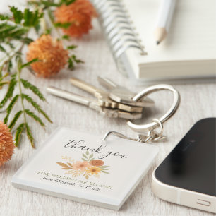 Boho Floral Watercolor Teacher Thank You Key Ring