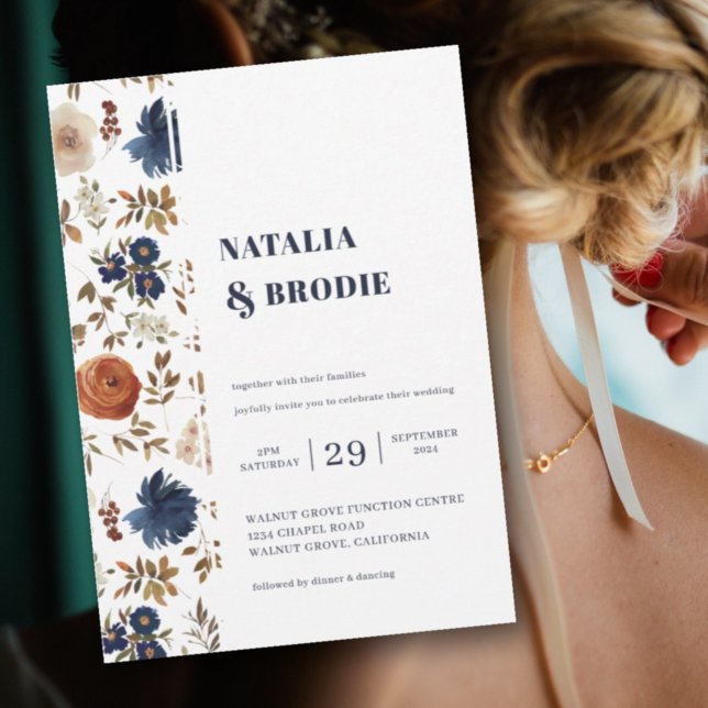 Boho Floral Watercolor Wedding Invitation (Creator Uploaded)