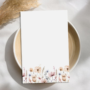 Boho Floral Watercolor Wildflower Stationery