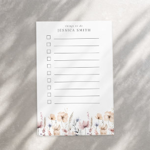 Boho Floral Watercolor Wildflower To Do List Post-it Notes