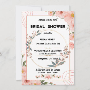 boho floral  watercolors,girl baby invitation