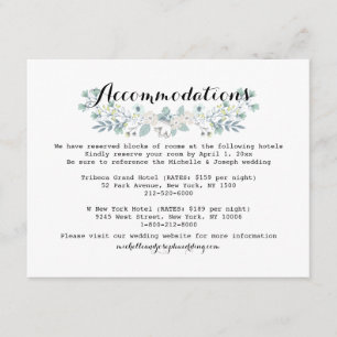 Boho Floral Wedding Accommodation Insert Card
