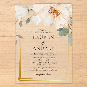 Boho Floral Wedding Acrylic Invitations