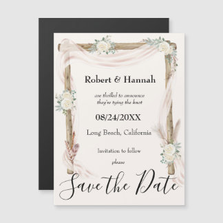 Boho Floral Wedding Arch Save the Date Magnet 