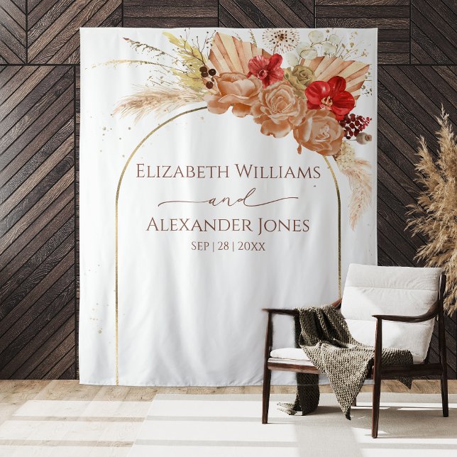 Boho Floral Wedding Backdrop | Terracotta Tapestry (Creator Uploaded)