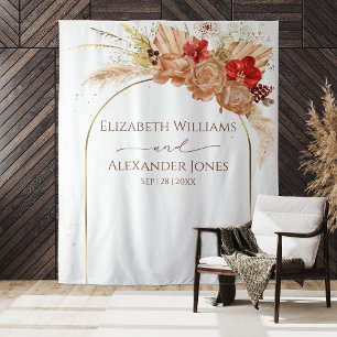 Boho Floral Wedding Backdrop   Terracotta Tapestry