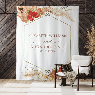 Boho Floral Wedding Backdrop   Terracotta Tapestry