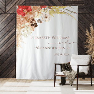 Boho Floral Wedding Backdrop   Terracotta Tapestry