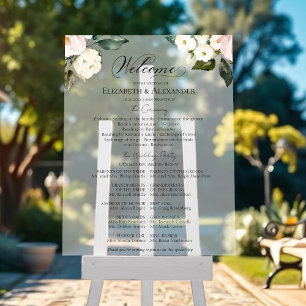 Boho Floral Wedding Ceremony Program Acrylic Sign
