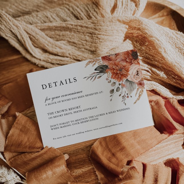 Boho Floral Wedding Details Card | Invite Insert (Creator Uploaded)