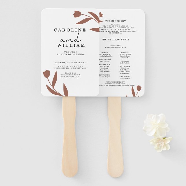 Boho Floral Wedding Hand Fan (Front and Back)