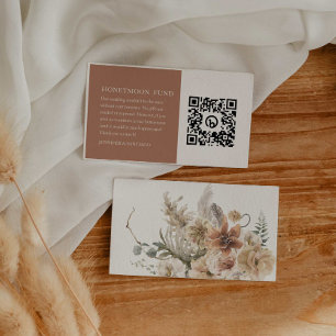 Boho Floral Wedding Honeymoon Fund QR Code Enclosure Card