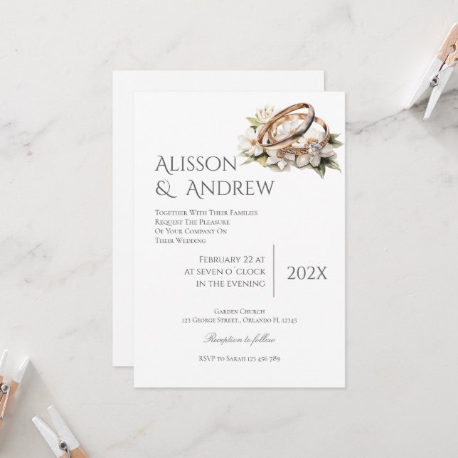 Boho Floral Wedding Invitation (Front/Back In Situ)